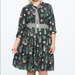 Eloquii Dress Fit & Flare Plant Printed Multicolor